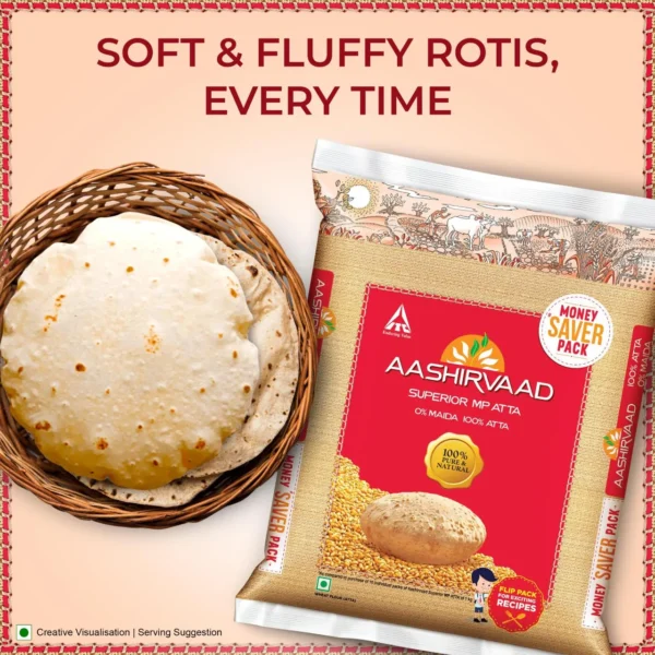 Aashirvaad Atta - Superior MP Whole Wheat, No Maida | Pouch - Image 5